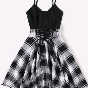 SHEIN Black and White Plaid Dress